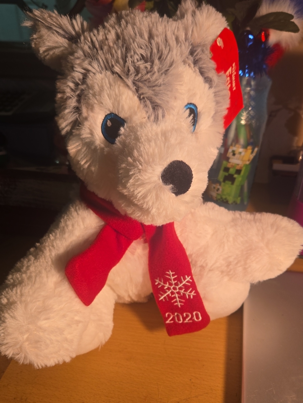 Plush Husky Stuffed Animal with Red Scarf - 2020 Holiday Plush